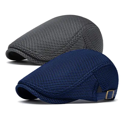 BIGWIG Men's Breathable Mesh Summer Adjustable Flat Cap - Suitable for Golf, Outdoor Activities, Gift Option - Newsboy, Beret, Ivy, Irish Driver, Playing Card Fedora Hat Styles