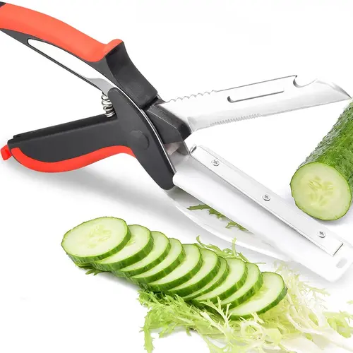 6-in-1 Upgraded Kitchen Scissors with Cutting Board (Gen 2) – Stainless Steel Food Shears with Safety Lock, Multipurpose Cutter for Meat, Vegetables, Cheese & Fruit