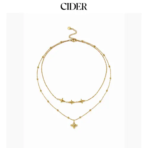 Cider  18K GOLD PLATED STAINLESS STEEL STAR LAYERED NECKLACE