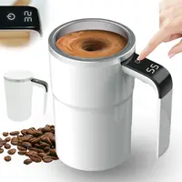 Rechargeable Self-Stirring Coffee Mug, No heating/thermostatic function,Auto Magnetic Mixing, Temperature Display(No Heating), 304 Stainless Steel, Double-Wall Insulated, Leak-Proof Travel Cup with Lid for Coffee, Milk, Protein Shakes