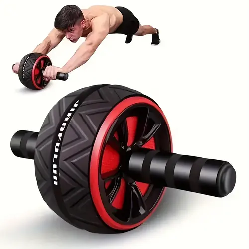 Stainless Steel Abdominal Exercise Roller - Ab Core Trainer, Ab Exercise Machine, Non-Electric Home Workout Gear, Home Gym Equipment for Core Strength & Balance, Durable Black Design with Red Accents, Sturdy Workout Gear Equipment Accessory, Ab Workout,su