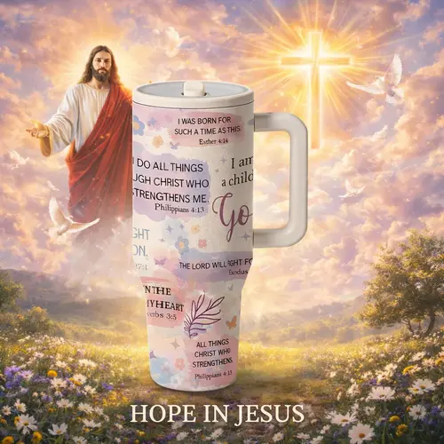1 Pc Insulated Mug 40oz, Double Wall Vacuum Cup, Leak Proof Large Capacity Skinny Thermal Mug with Handle, Keeps Hot 12 Hours Cold 24 Hours, Bible Verse Design Tumbler, Gift for Women Men, Travel Mug for Coffee Tea, Travel Mugs Insulated For Hot And Cold