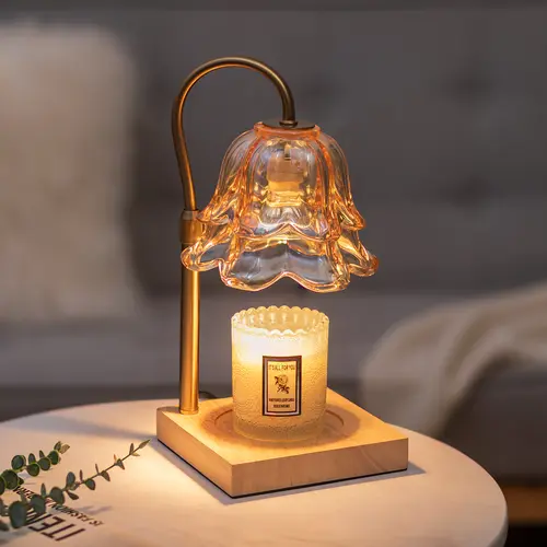Flameless Candle Holder Lamp - Adjustable Height, Timer-Equipped, 2 Bulbs Included, Aesthetic Room Decor for Home Bedroom, Ideal Gifts for Mom’s Birthday, Home Decor