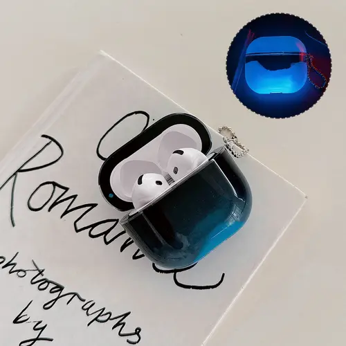 Glow in The Dark Gradient AirPod Case for AirPods 4/3/Pro/Pro 2nd Generation, Luminous Gradient Protective Cover with Keychain, Shockproof Soft TPU Case Compatible with AirPods Series,back to school,back to school haul