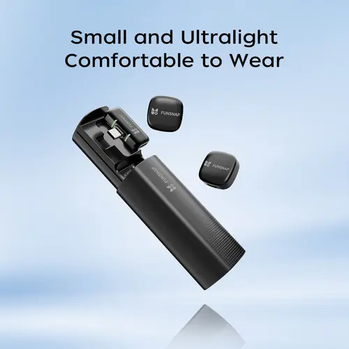 Funsnap A12 Rechargeable Wireless Lavalier Microphone (2TX+1RX, High-Gain Antenna, Fast Auto Pairing, Charging Case) for Smartphones, iPhone15/16/17, Android, Ultralight, Detail-Rich Audio, 30h Use, Noise Cancelling, Filmmaking, Hands-Free Recording, Smar