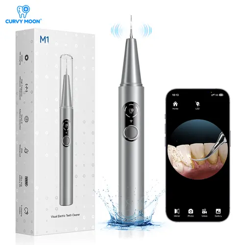 CURVY MOON 3900W Ergonomic Portable Oral Irrigator Teeth Cleaner - 5 Cleaning Modes, 4 Visual Cleaning Heads with UV-LED Lights, 10 Min USB-C Fast Charging, IPX6 Waterproof, 90-Day Battery Life, Adjustable Intensity, Plaque Removal for Home & Travel