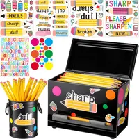 Back to School Metal Pencil Dispenser Kit for Classroom, Includes Stainless Steel Pen Storage Box & Pencil Holder Sharp and Dull Sticker, Teacher Must Haves Classroom Management Pencil Parking, First of School Day Teacher Gift for Pre K to Middle School