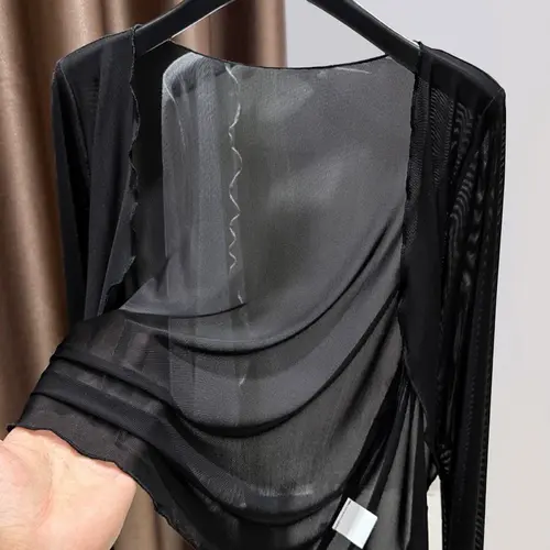 Summer New Ice Silk Thin Mesh Sun Protection Cardigan, Long Sleeve Breathable Net Shawl Coat, High-End Fashion Outerwear for Women