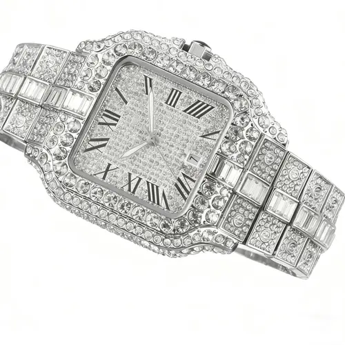 Luxury Watch with C Name 18K Gold 40mm Square Elegant Dial Natural Gemstones for Men Women