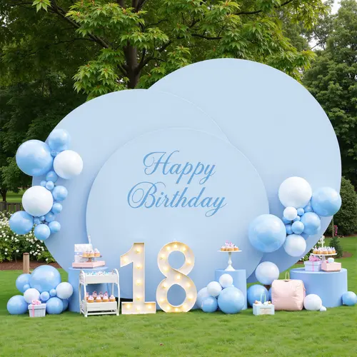 Stretch Solid Polyester Round Backdrop Cover - Light, Durable Arch Cover for Arch Stand, 6-6.6-7.2FT Elegant Banner, Graduation Banner, Happy Birthday Decor, Business Photo Background, Easy to Clean, Foldable Travel Festive Supplies, Decorative Banner