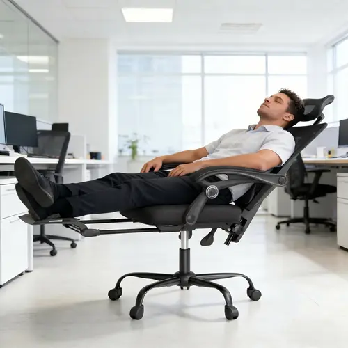 Mr IRONSTONE Ergonomic Office Chair with Footrest & Adjustable Lumbar Support, High Back Home Desk Chair, 90-135° Tilt Lock and Wide Cushion, Big and Tall Mesh Chairs for Man Woman, Black Task Chair, 400lbs Capacity