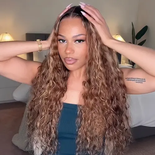 Megalook Bohemian Natural Curl Highlight Honey Blonde 13x6 Glueless Wigs  Put On Go With Drawstring Band 100% Human Hair Wig#WorldCup2026#gameday outfits#SummerWins #DealsForYouDays