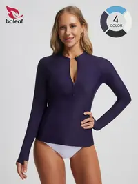 BALEAF Women's UPF50+ Sun Protection Long Sleeve Rash Guard Half Zip A
