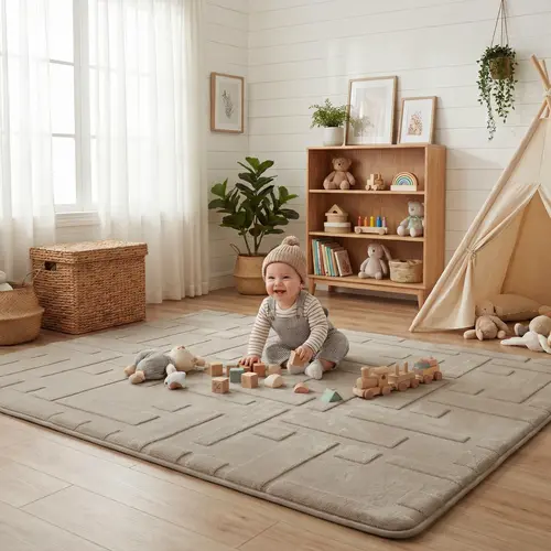 PaPaMat Play Mat for Floor, 1.3" Thick Plush Soft Foam Mats for Toddler Kids Crawling, Non-Slip Easy Care Nursery Rug for Playroom Living Room