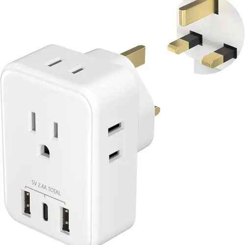 BN-LINK US to UK Plug Adapter, Type G Plug Travel Adapter with 4 AC Outlets and 3 USB Ports (1 USB C), UK Power Adapter for USA to Ireland England Dubai London Scotland British Kenya Hong Kong
