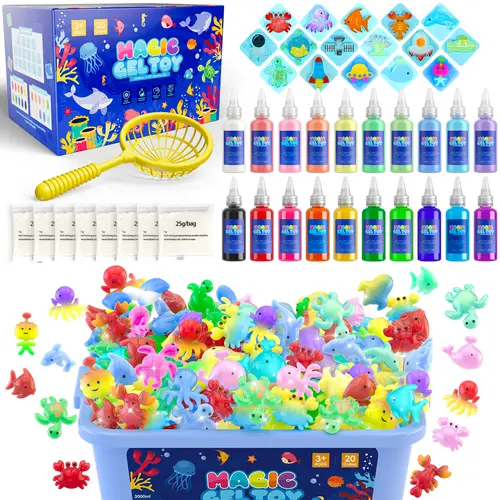 DIY Aqua Fairy Squishy Kit Magic Water Elf Kit with 16 Patterns & 20 Vibrant Gels - DIY Aqua Fairy Easter Craft for Kids - Make Your Own Glittery Squishy Toys The Best Easter Basket Stuffer!