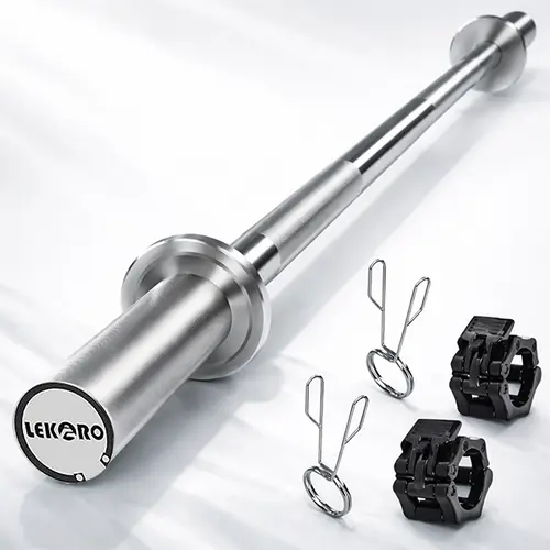 LEKARO 4FT Olympic Barbell - Heavy-Duty Steel Bar, Knurled Handle, Smooth Rotating Sleeves, 350LB Capacity for Home Gym Upper Body Workout, Weightlifting, Resistance Training, Olympic Weights, Multifunctional Fitness Equipment