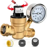 Portable Adjustable 45psi Preset Safe Lead-Free Brass RV Water Pressure Regulator (0-160 psi Max) - Oil-Filled Gauge, Plumbing Fitting, Inlet, Hardware Tool, Hose, Garden Use, Seal Tape, Clog-Stop Filter, Screwdriver for RV Campers