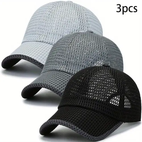Men's Hats 3-Cap Variety Set, Cool Duckbill Vent Breathe Easy Mesh Utility Sports & Outdoor Hats, Breathable Summer Cap for Running, Outdoors