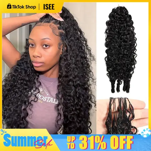 ISEE HAIR Human Hair Crochet Hair Extensions – Miracle Knots Pre-Separated Crochet Braids, Boho Knotless Braids, Summer Braids, Goddess Braids, Burmese Curly, Kinky Curly SummerHairstyles Beach Essentials#SoHoChic #TikTokShopBackToSchool