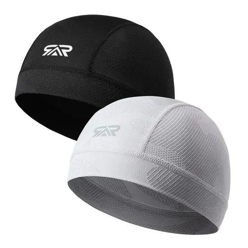 Shinemeoth Breathable Mesh Cycling Cap 2 Pack, Biker Cap, Colorfast Ion Headliner Hat, Sports Outdoor Hats, Athletic Hat, Sweat Absorbent Anti-Slip Sports Workout Hat Skull Cap, Yoga Ventilated Hat, Cycling Lightweight Hat, Gym Hat
