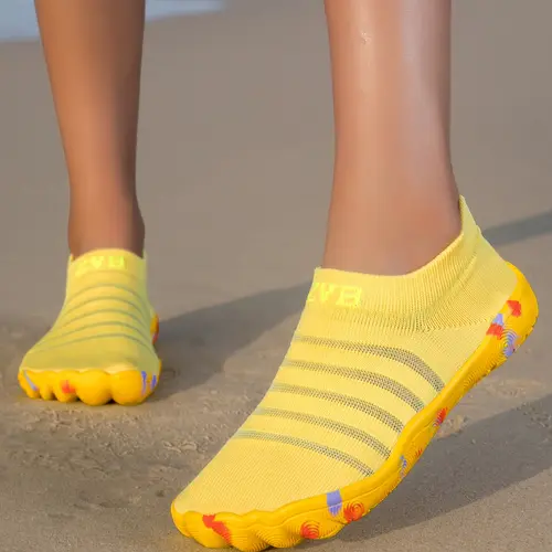 Women's Casual Water Shoes, Wide Toe Design, Elastic Knit Fabric, EVA Sole, Comfortable Breathable, Outdoor Barefoot Shoes for Yoga & Driving, Lightweight Footwear, Water Aqua Shoes