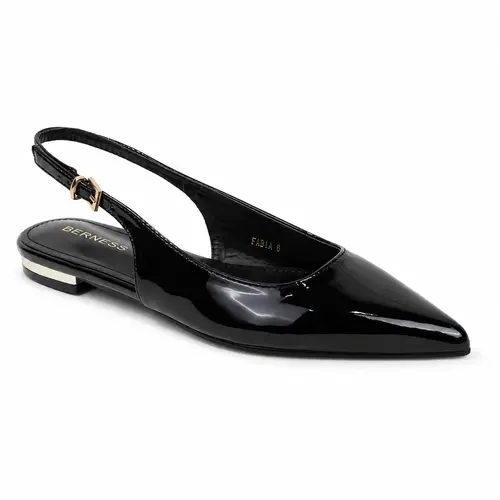 BERNESS Women's Fabia Office Ballet Flats - Women's Shoes, Patent Leather, Pointed Toe, Ankle Strap, Flat Heel (1 cm or less), Composite Bottom, Cushioned, Refined Glossy Upper, Footwear Fashion, for Party, Evening Events