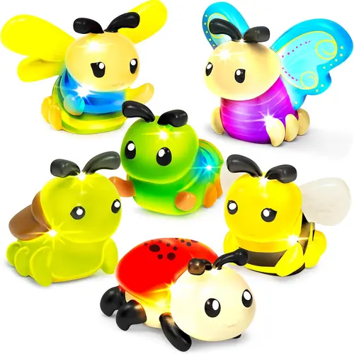 Tub Works Light-Up Glow Bugs Bath Toys, 6-Pack - LED Lights, Water-Activated Flash, Color-Changing, Easy-Grip, Floating, Mildew-Proof PVC Sensory Toys for Unisex Infant Toddlers - Bubble Bath Ready, Autistic Sensory Gifts