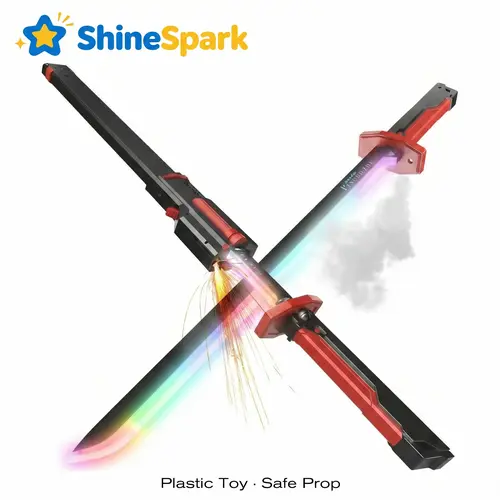Interstellar Battle Sword Toy with Spark & Mist Effects - RGB Light Up Saber, Rechargeable Cosplay Prop, Birthday Gift for Boys & Kids [80cm]