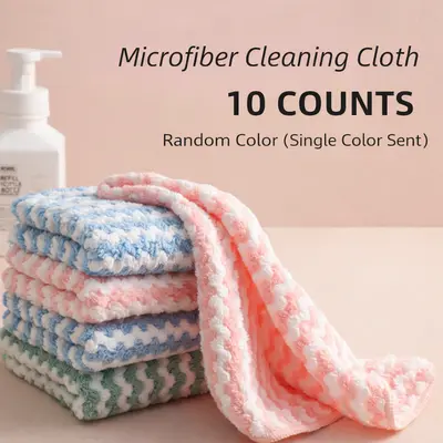 10 Counts Microfiber Cleaning Cloth, Random Color, Multi Purpose Cleaning Towels for Dishes and Surfaces