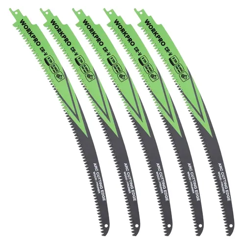 #backtoschool WORKPRO 380 mm 5-Piece Wood Pruning Reciprocating Saw Blades Set, Sabre Saw Blades for Cutting Branches, 6TPI Saw Blades Set, Compatible with Most Reciprocating Saw