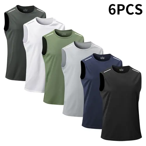 Men’s Slim-Fit Polyester Crew Neck Sleeveless Tank Top - Menswear Basics Tops for Outdoor Sports, Gym Use, Everyday Wear, Gift for Him