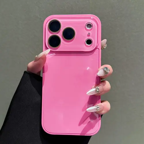 Candy Macaron Series Smartphone Casing - Skin-Feel Transparent Cellphone Accessory for iPhone 13,14,15,16,17 Pro Max - Soft TPU Bumper, Hard PC Back - Full Lens Protector, Cute Minimalist Pink & White, Accessories, Handheld