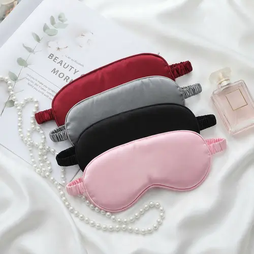 Soft Faux Silk Eye Mask in Dark Green & Apricot, Unisex Luxury Sleep Aid with Secure Strap, Perfect to Wear While Sleeping, Silk-Like Fiber, Secure Elastic Strap, Deeper Sleep