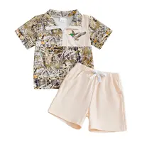 Toddler Baby Boy Hunting Clothes Mallard Duck Camouflage Short Sleeve Half Zip Polo T Shirt Tops and Shorts Two Piece Summer Outfit #Summervibes