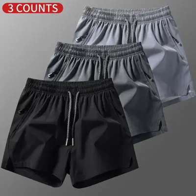 Clean Gent Men's Stretch Drawstring Waist Casual Shorts for Fitness Running Sports Outdoor Activities Lightweight Quick-Drying Breathable Summer Versatile Athletic Shorts Sportswear Pants Activewear - Menswear, Elastic