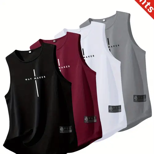 Men's Sport Sleeveless T-Shirt Set, Quick-Dry Sweat-Wicking, Breathable Geometric Print, Casual Loose Fit, Ideal for Running, Swimming, Gym, Men Sport Vest, Activewear Vest