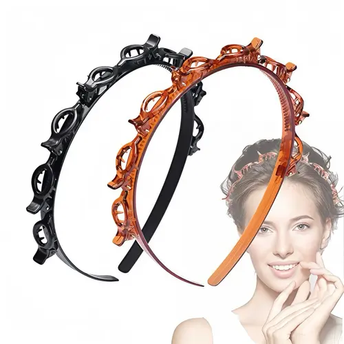 Women's 2-Piece Cute Accessories Band Set - Bangs Holders, Versatile Tie Clips, Minimalist Stylish Braiding Tools, Everyday Fashion Hair Essentials, Band Set Hair Clips