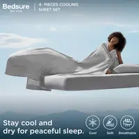 【Summer Sale Deals】Bedsure 4- Pieces Cooling  Sheets ， Cooling Bed Sheets for Hot Sleepers, Chill Cool Sheet, Deep Pocket Up to 18 Inches, Soft & Breathable  Sheets Set