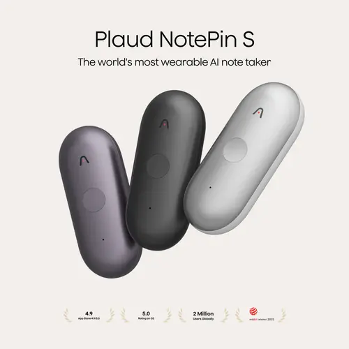Plaud NotePin / NotePin S Wearable AI Voice Recorder—One-Touch Clip Recording, AI Transcription for Meetings, Interviews & Daily Work, Useful Gadget & Gift for Him or Her