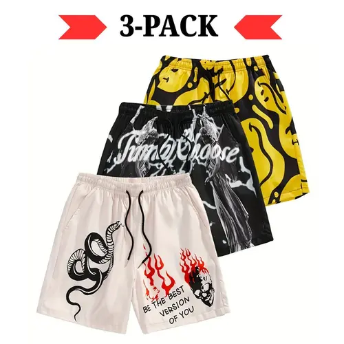 3 PCS Men's  Shorts, Casual Comfy Breathable Shorts for Summer,Beach vacation men's printed shorts,Quick Dry & Super Comfortable,Comfy Beach Shorts That Go With Everything | cargo shorts men's shorts summer Menswear Tropical
