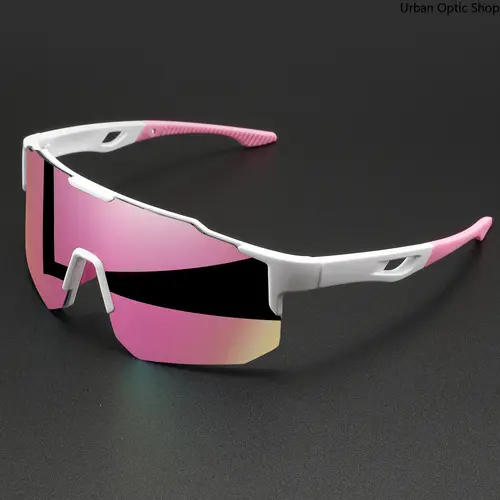 Shareable Unisex Oversized Wraparound Sports Sunglasses - Rubber Comfort-Fit Frames, UV400 UV Protection Lens, Anti-Glare, Blocks Side Glare, Colorful, Windproof, Ideal for Cycling, Hiking