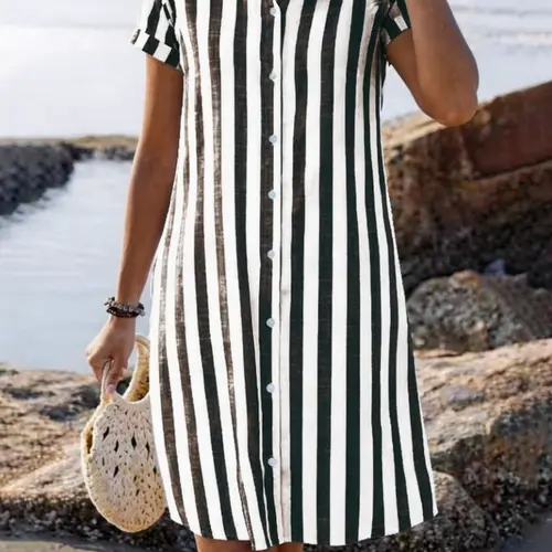 Women's Striped Casual Dress, Stylish Summer Dress for Everyday Wear and Beach Vacations, Beach Resort Wear, Womenswear, Casual Beach Sundress