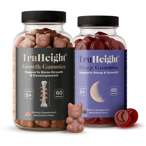 TruHeight Sleep & Grow Bundle - Complete Growth & Wellness Support for Kids & Teens - Calcium, Vitamin D, K, Melatonin, L-Theanine, Lemon Balm, Ashwagandha - Daytime Growth & Nighttime Sleep Support
