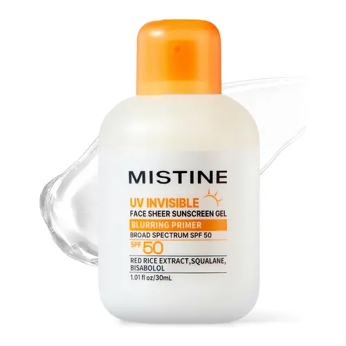 【NEW】MISTINE Official Facial UV Invisible Lightweight Sunscreen Primer Gel SPF50 (30ml) - Broad-Spectrum Protection, 2-in-1 Primer + Sunscreen, No White Cast, Smooth Matte Blur Finish, All Skin Types, Shine Enhancing, Long-Lasting Natural Makeup Look