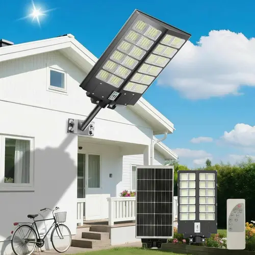 Hoodink Solar Street Light Outdoor  3 Modes LED Motion Sensor Security Wall Lamp for Garden Yard Porch Decor IP65 Waterproof Remote Control Solar Lights Outdoor Mounted Light,dorm essentials,home decor,home essentials,camping essentials