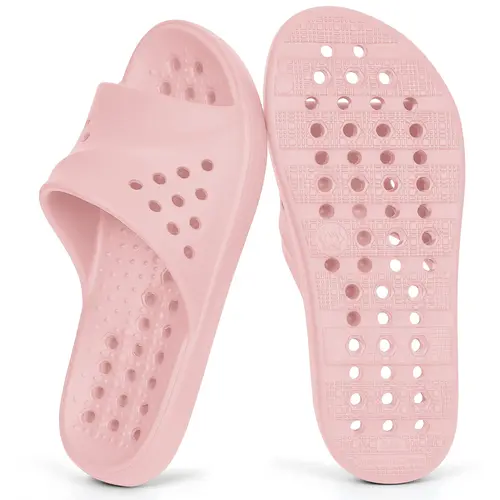 KUKTO Women's Open Toe Upgraded EVA Slippers for Women, Massage Pool Slides with Arch Support, Quick Drying Non Slip Bathroom Sandals with Drain Holes (Fits Men)
