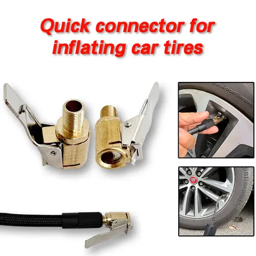 Tire Air Chuck with Clip Adapter, Brass Locking Tire Inflator Hose Adapter, Car Tire Inflator Nozzle Connector for Vehicle, Automotive Tire Inflator, fathersdaygift