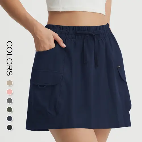 BALEAF Women's High Waisted Cargo Skort with Pockets  Tummy Control UPF 50+ Water Resistant Lightweight Stretch for Tennis Golf Hiking Gym Running Travel Casual Outdoor,travel essentials,camping essentials