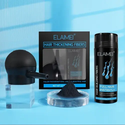 Elaimei Hairline Powder Set with Spray Nozzle, Light, Dark, Medium, Professional Barber Kit, 1 Bottle + 1 Nozzle, Root Cover Up Powder, Root Touch Up